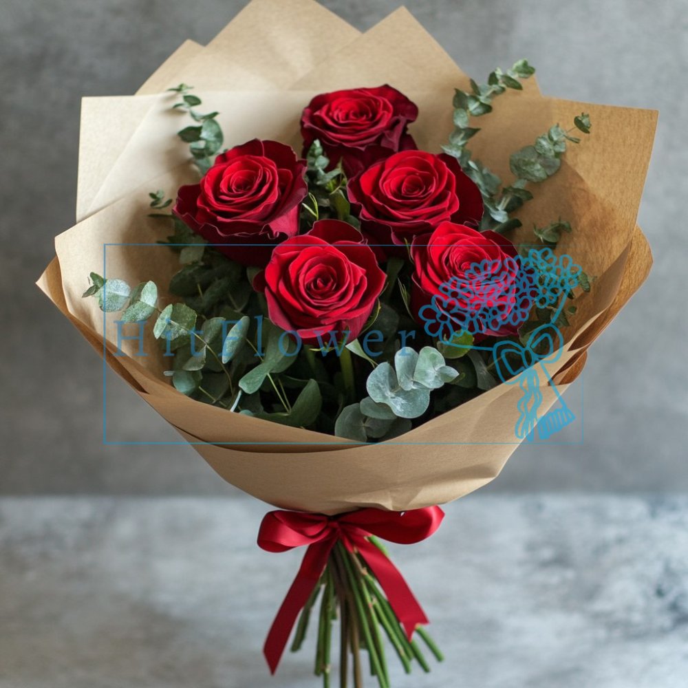 Букет роз Розы в эвкалипте